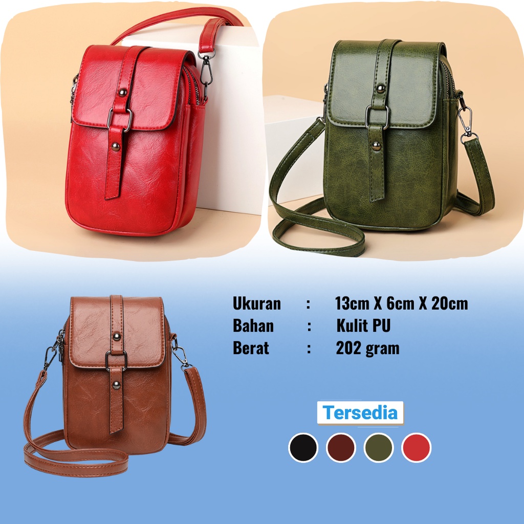 Satu7an T238 Tas Selempang Wanita Mini Tas Pocket Tempat Hp Fashion Style Korea Tas Import Sling Bag Women PU