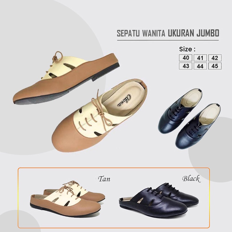 FLAT SHOES MULES | Sepatu Sandal Wanita Big Size Jumbo 40-45 Bustong Sneaker Kasual Remaja