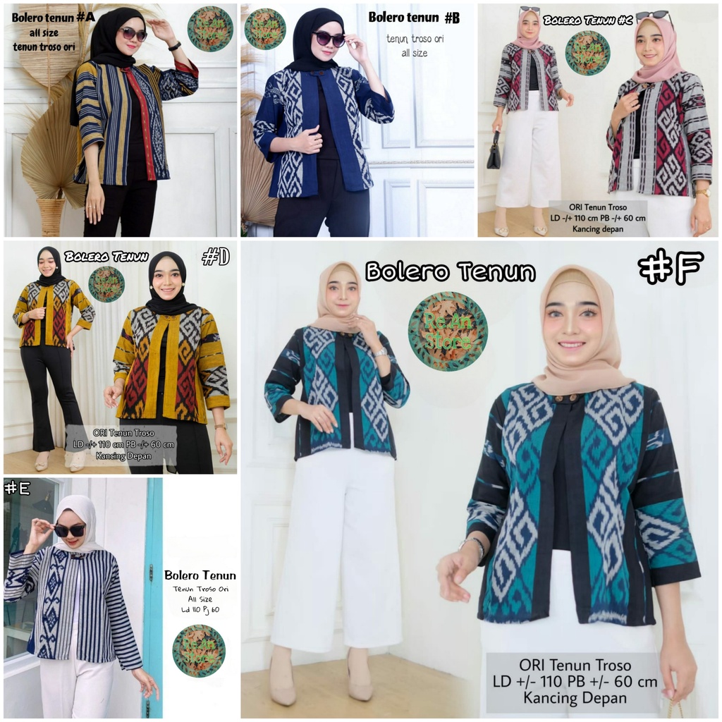 [Premium] Bolero Tenun Troso Cardi Lengan Midi Hana Cyntia Outer Batik Kantoran Wanita Casual Formal