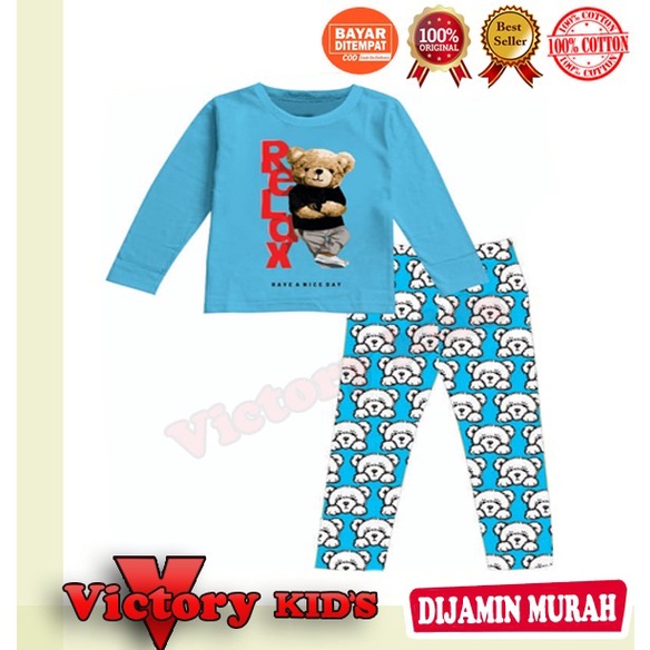 Victory kids Setelan/piyama tangan panjang anak laki-laki/perempuan 1-10 tahun