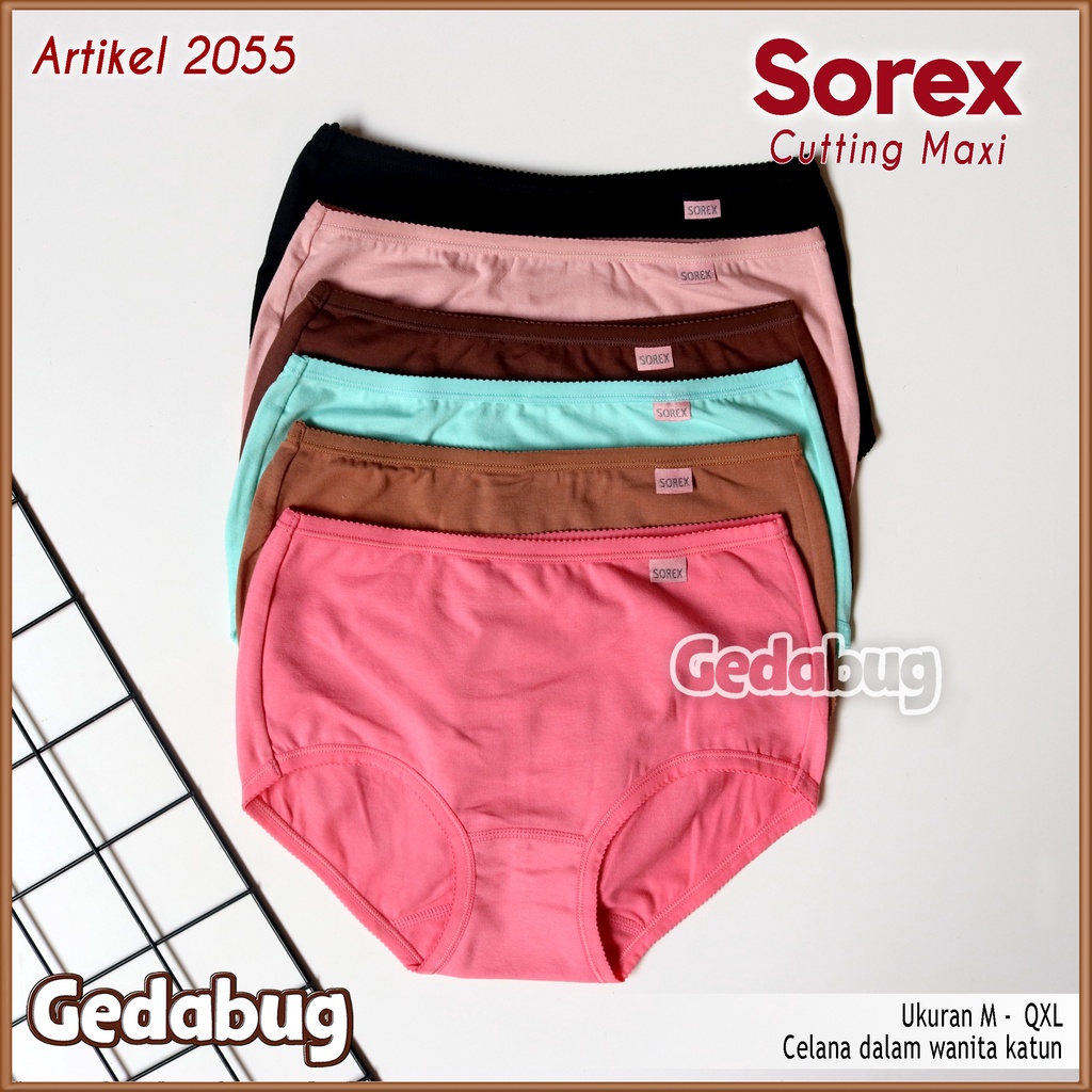 3 Pcs - CD Wanita Sorex 2055 Cutting Maxi | Celana dalam wanita Supersoft Cotton | Gedabug