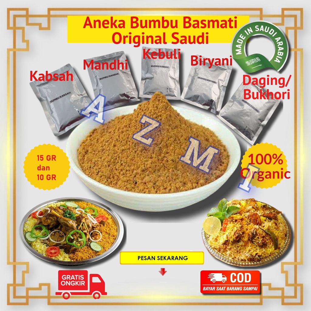 Bumbu nasi kebuli Arab lengkap Briyani Mandhi Kabsah Bukhori 15gr, 10gr Original Saudi