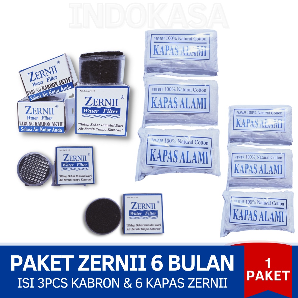 Tabung Karbon Aktif Zernii Paket Extra Isi 3pcs Refill dan 6pcs Kapas Zernii