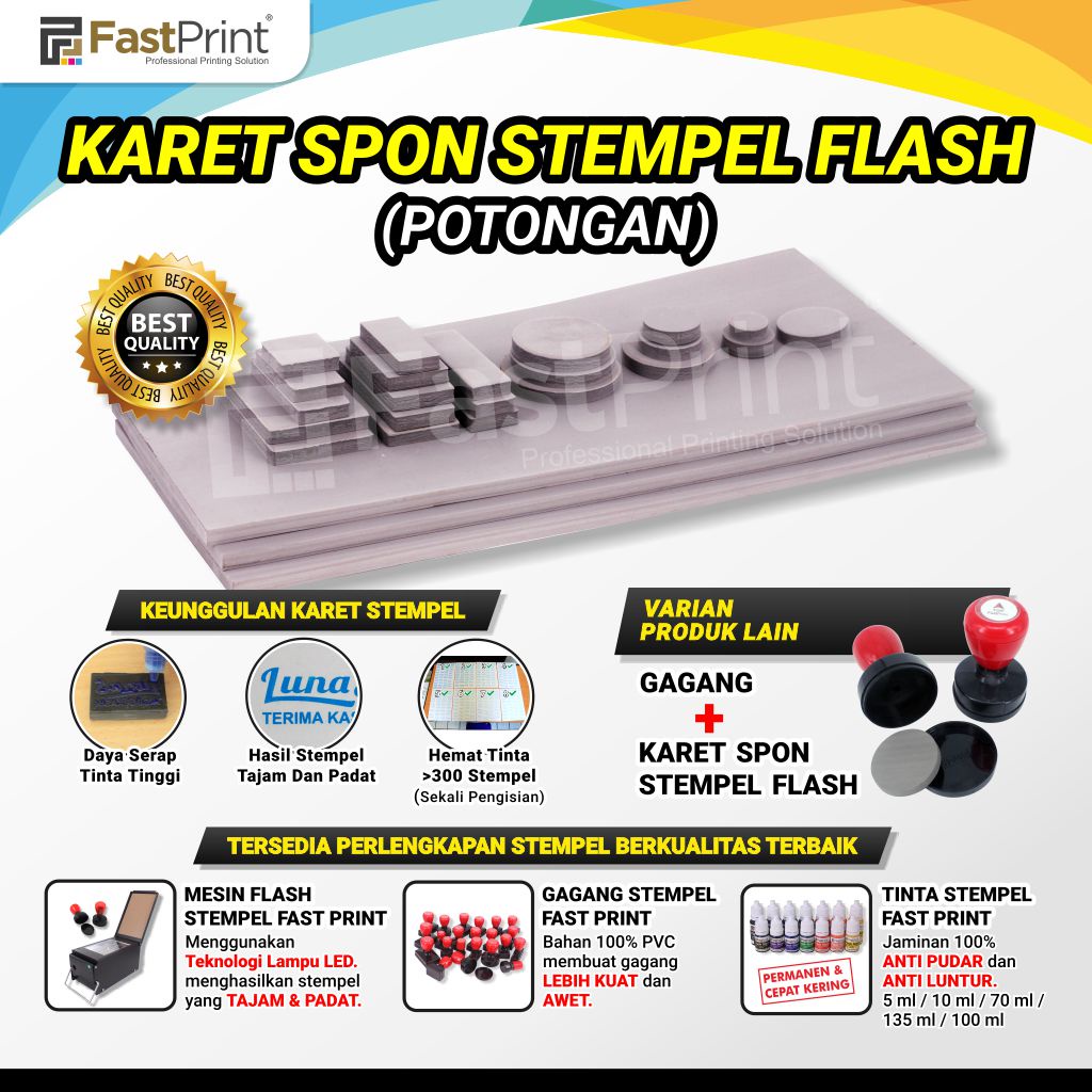 Gagang Stempel Plus Karet Stempel Flash Potongan Ukuran 51MM