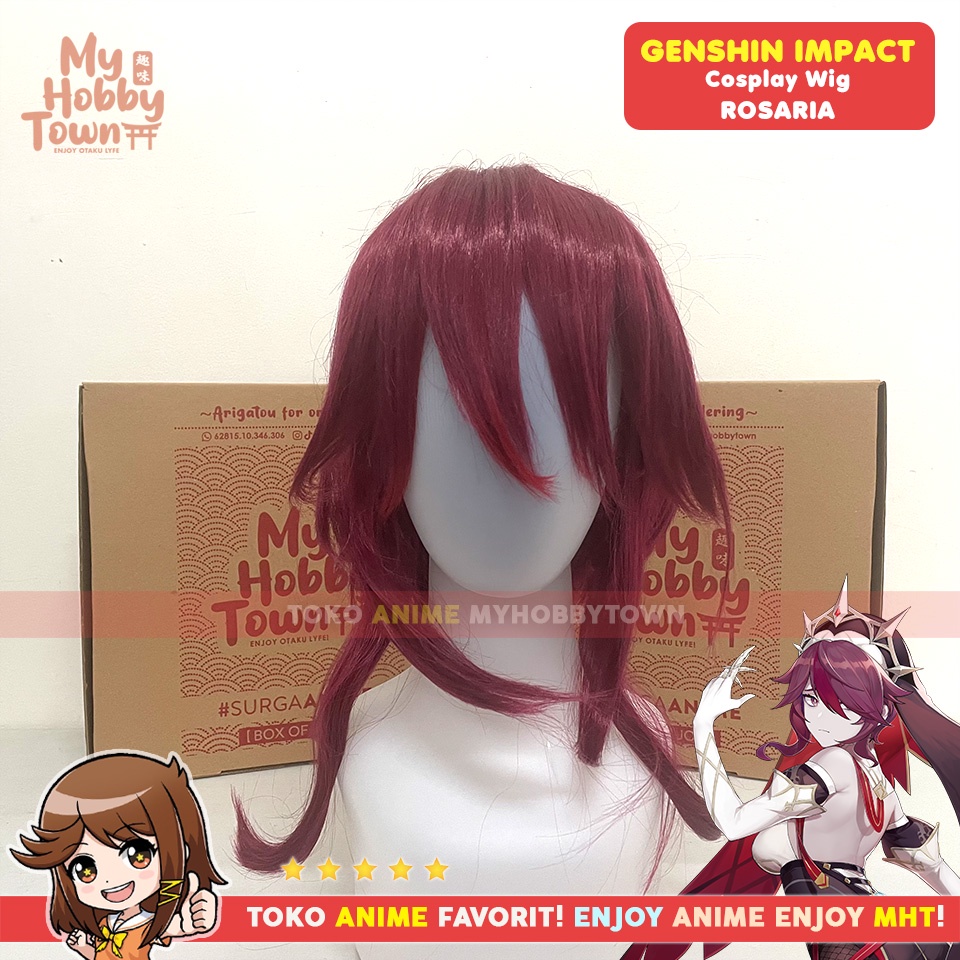 Wig Cosplay Anime Game Genshin Impact Rosaria Rosalia Rambut Palsu