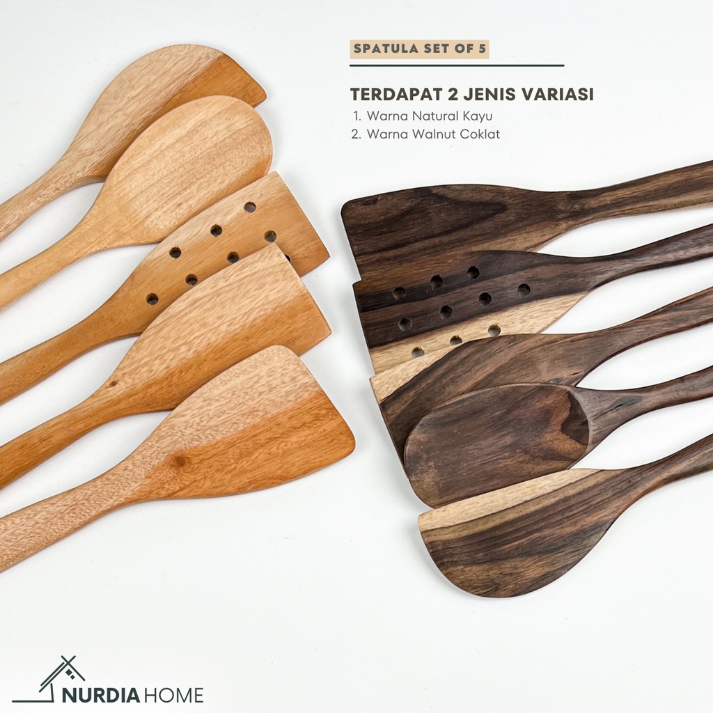 Spatula Set Of 5 (Sutil Set Kayu) by Nurdia Home - WS02
