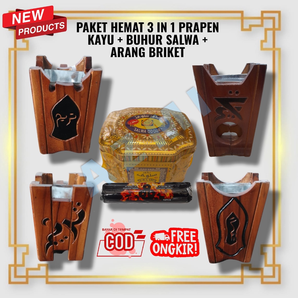 Paket Hemat Buhur Salwa Odour, Prapen Kayu dan Arang Briket