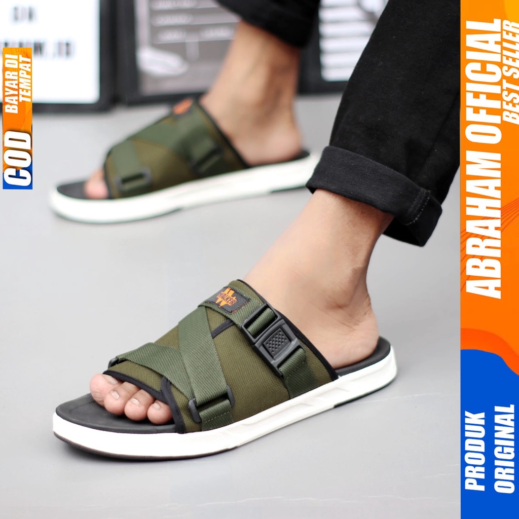 ABRAHAM Sandal Slide Slop Pria Original Distro Sendal Selop Cowok Kekinian