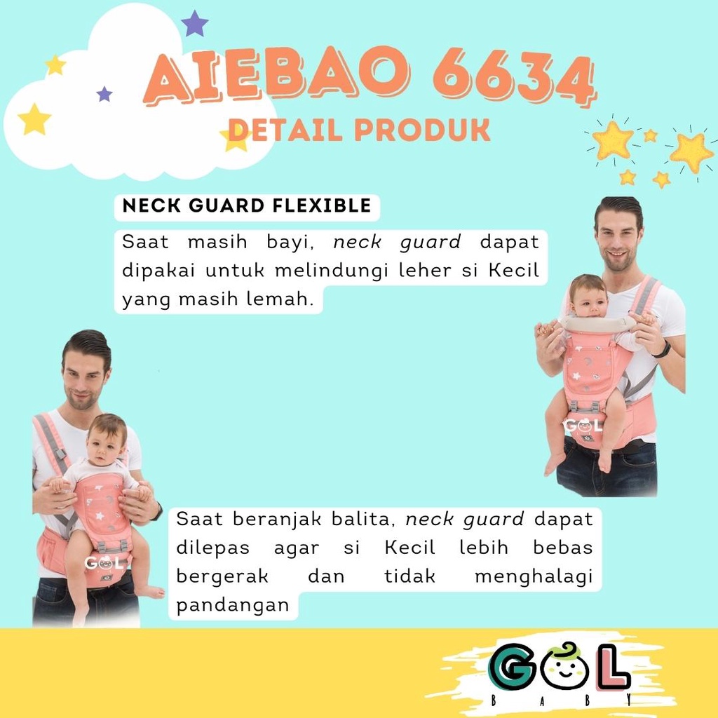 Gendongan Bayi Baby Carrier multifunction 11 in 1 Hipseat Carrier Aiebao 6634 (6636 6608 6629 6612)