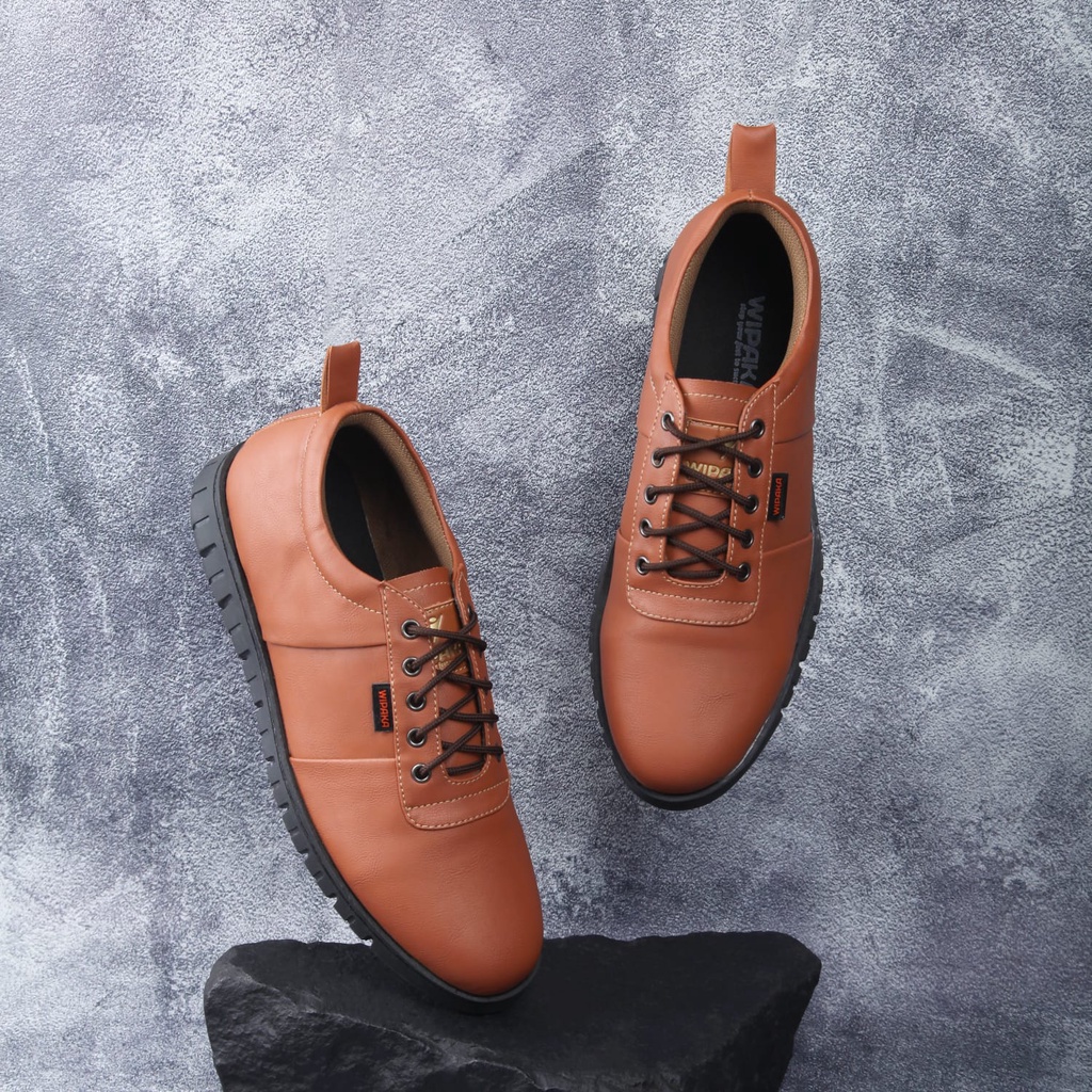 WIPAKA Sepatu Kasual Pria Sepatu Formal Pria Kerja Kulit fu STBLK COKLAT