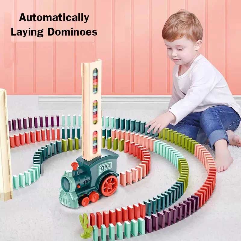 HISUFO Mainan Kereta Balok Domino Electric Domino Train - KT-342