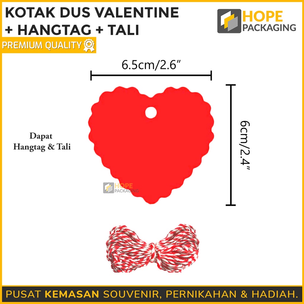 Kotak  Kado / Kotak Dus Valentine termasuk Hangtag dan Tali / termasuk pita / kantong hadiah