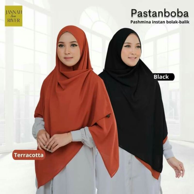 Pastanboba Black-Terracotta Ori Jannah River || Jilbab Instan Kekinian Ori Jannah River || Phasmina 
