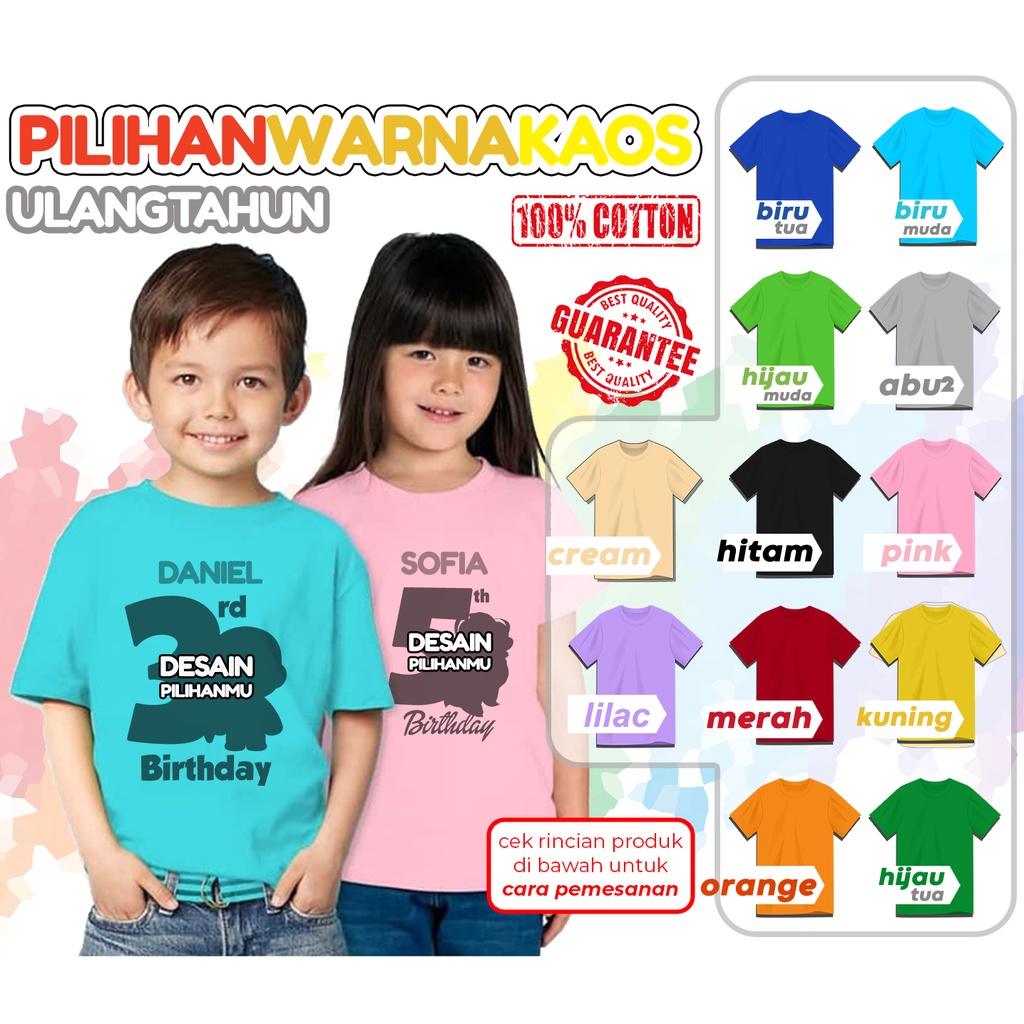 Kaos Ulang Tahun Anak Kaos Ultah Baju Keluarga CUSTOM Ultah