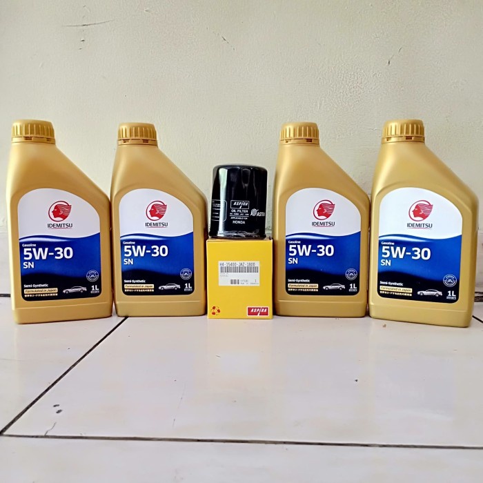 Paket Oli Mesin Mobil Idemitsu 5W-30 4 Ltr + Filter Oli Mobilio/ Freed ORIGINAL