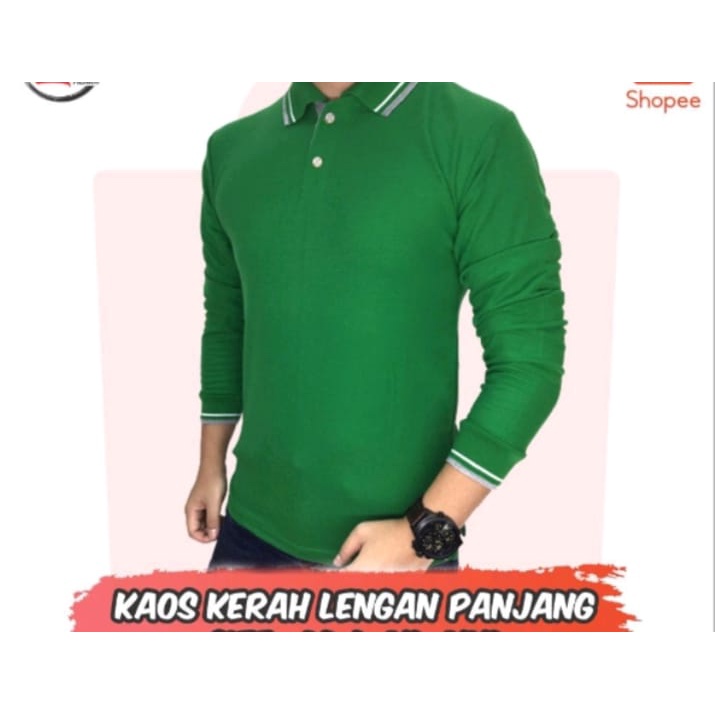 Kaos Kerah Panjang polos / Kaos Kerah Pria / Kaos Kerah Wanita warna hijau
