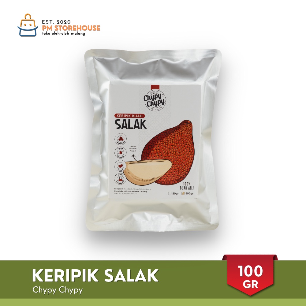 Chypy Keripik Buah Kualitas Premium | Keripik Kripik Salak 100 Gram | Oleh Oleh Camilan Khas Malang