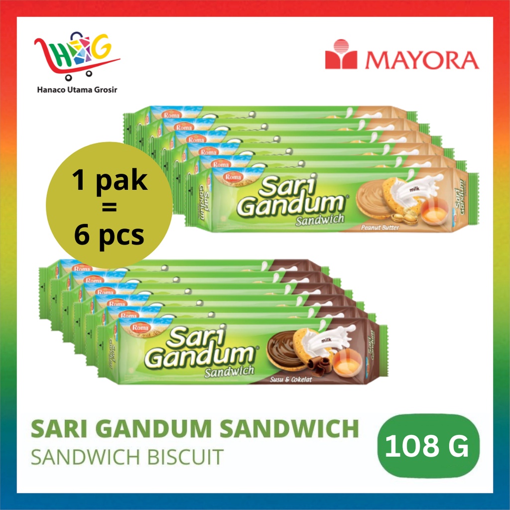 Roma Sari Gandum Sandwich 6 x 108g [ 1 PAK ]