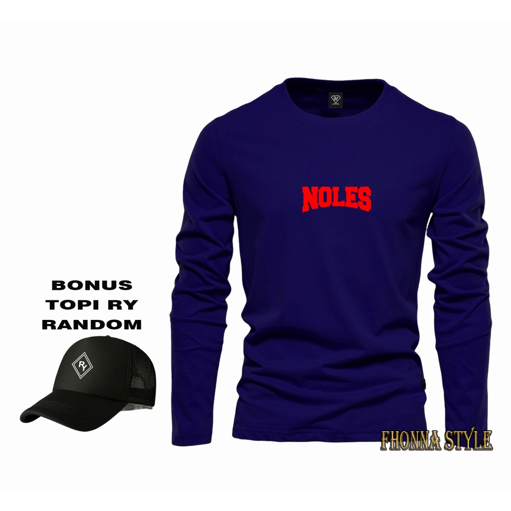 Fonna Rizki - Kaos Pria - Lengan Panjang Noles Merah + Topi - Tshirt Distro premiun