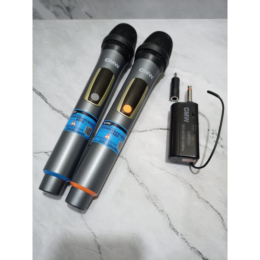 GMC Microphone wireless GMW 022 Mic Karaoke Double Tanpa Kabel | 2 Mic Profesional Wireless Microphone | Mikrofon GMC Type GMW 022 Mic Wireless Double Murah dan Berkualitas - Bisa Bayar Ditempat | FMS