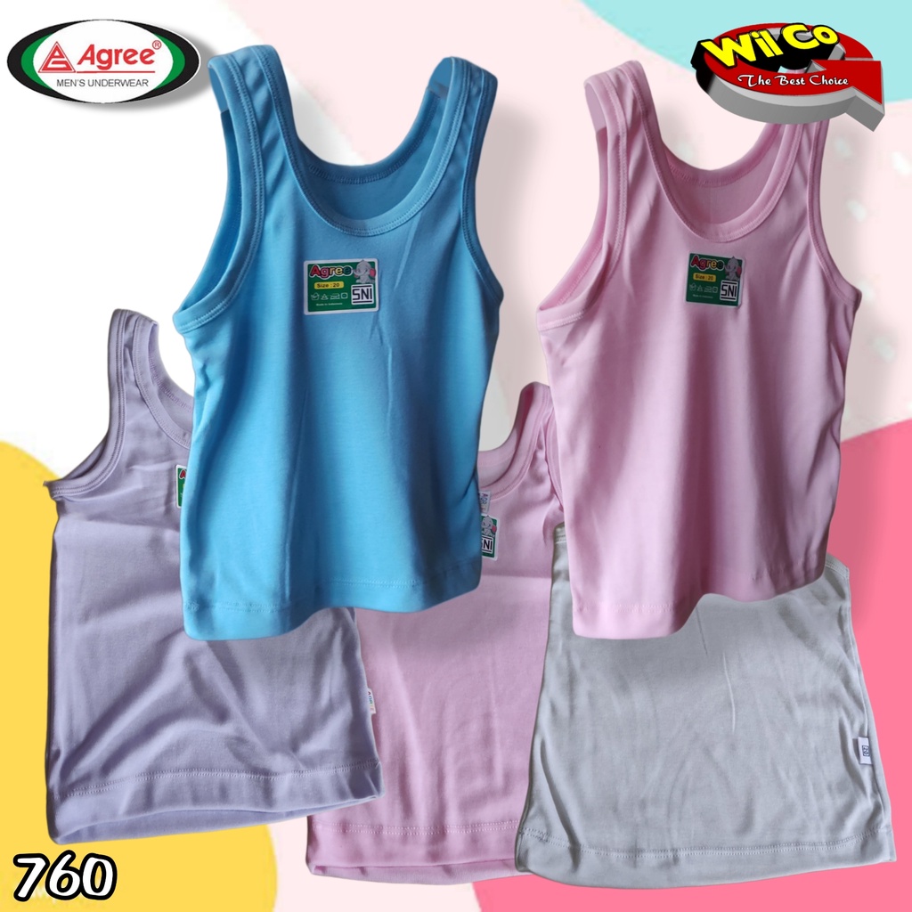 K760 - SINGLET ANAK UNISEX AGREE POLOS WARNA USIA 2 - 15 TH SIZE 20 - 36