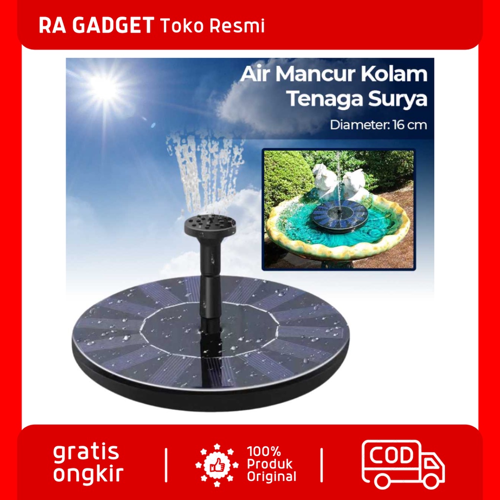 Air Mancur Kolam Tenaga Matahari Surya Solar Water Fountain /  Pompa Air Mancur Surya Panel Solar Ce