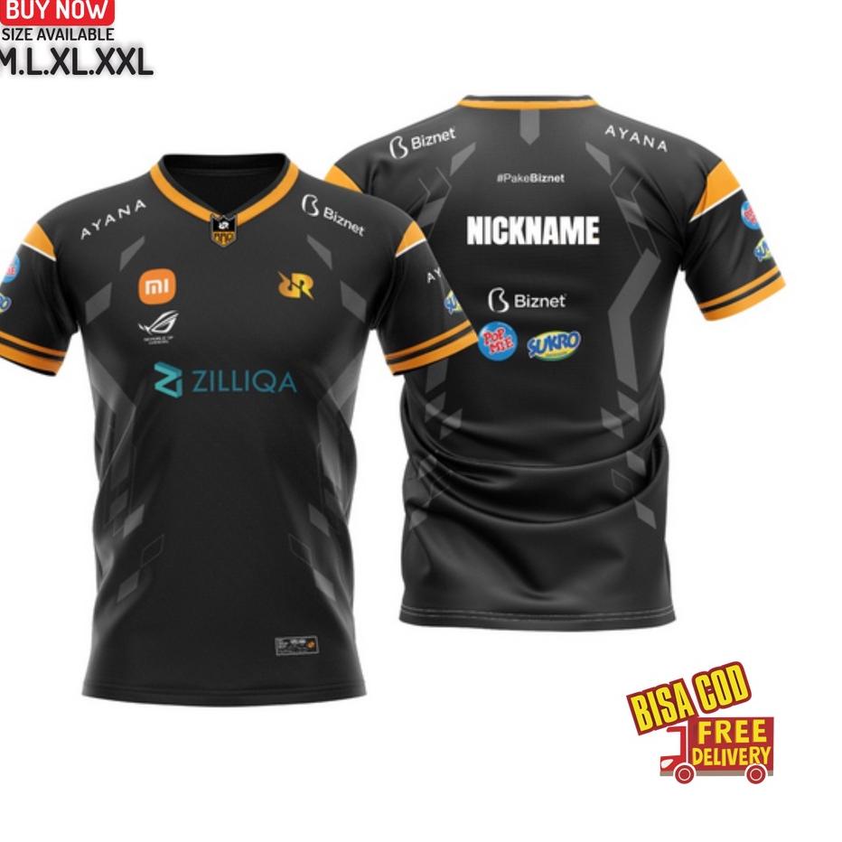 ✫ JERSEY BAJU KAOS MURAH GAMING RRQ 2022 BLACK HITAM FREE NICKNAME ⅎ