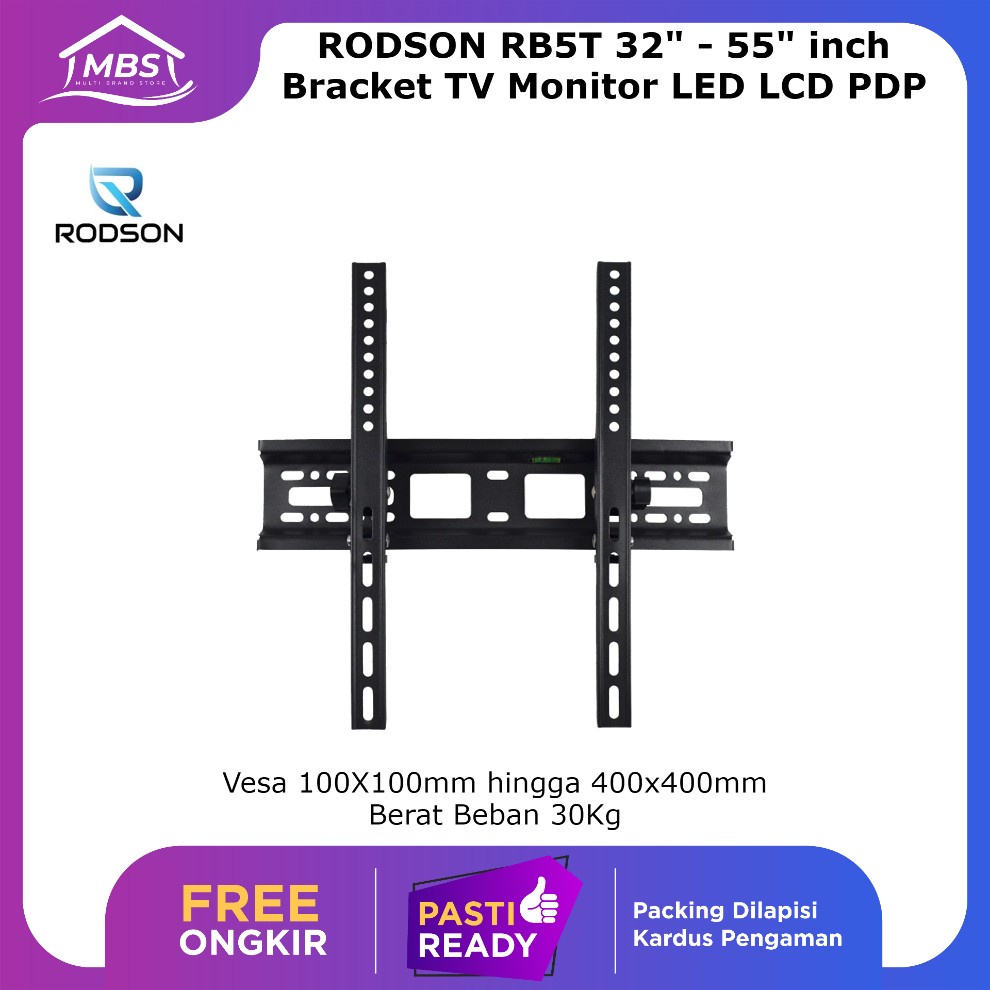 Rodson RB5T Bracket TV Monitor LED LCD PDP 32" - 55" inch Breket 41 43 50 inc Flat Panel TV Wall