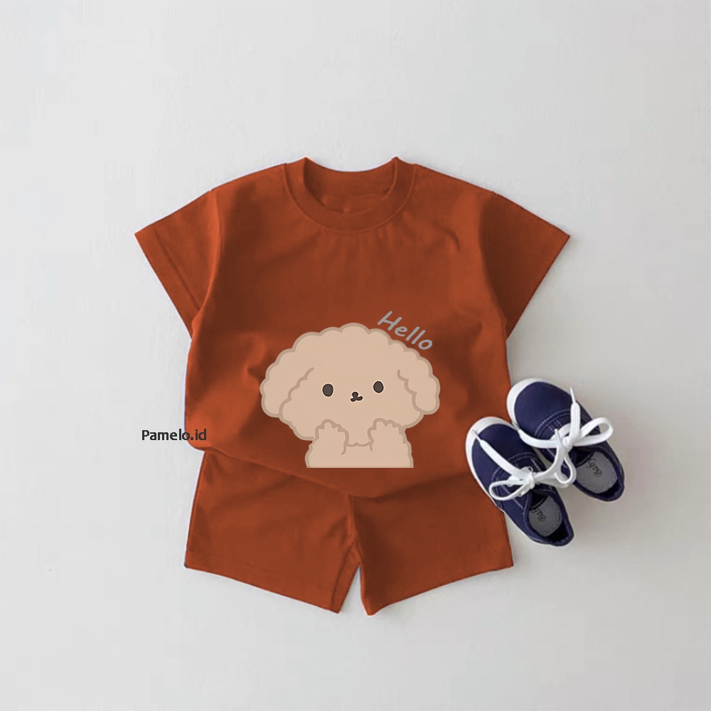 Pamelo.id Set Anak Viral / Hello Pupy / Fashion Anak / Stelan baju anak / Korea Style / Set Balita