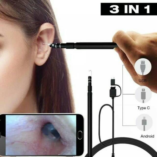 Camera endoscope android kabel endoskopi kecil mini waterproof telinga