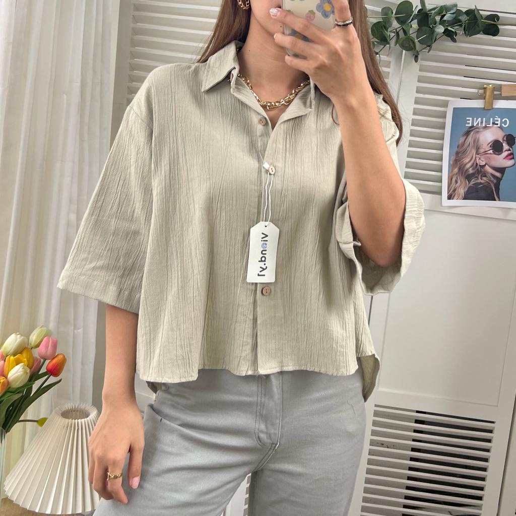 blouse wanita / kemeja wanita / blouse korea bahan linen kringkel 134