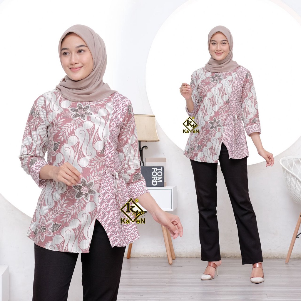 Baju Batik Wanita Modern Atasan Blouse Batik Kerja Wanita Kantor