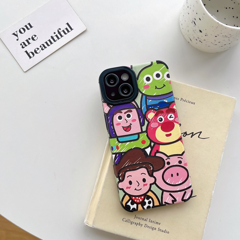 Toy Story Leather SoftCase iP iPhone 7 8 + Plus XS XR 11 12 13 14 Pro Max Pink Casing hp iPhone XR kESING