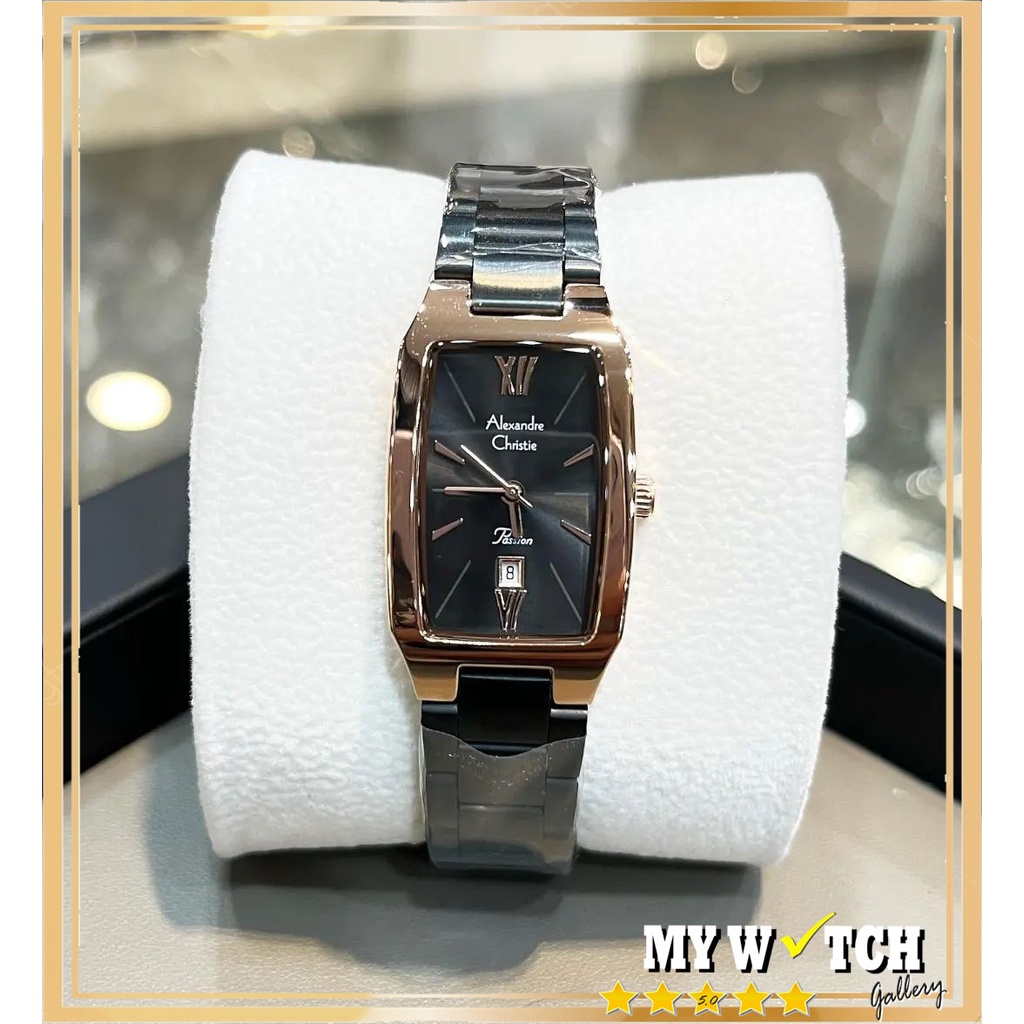 Jam Tangan Wanita Alexandre Christie 2455 Black Rosegold / Alexander Christie Wanita AC 2455