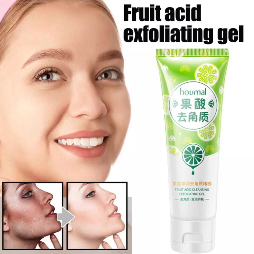 [ 80gr ] Houmal Fruit Acid Exfoliating Gel 80 Gr Facial Glowing Blackhead Cleaner Peeling Gel