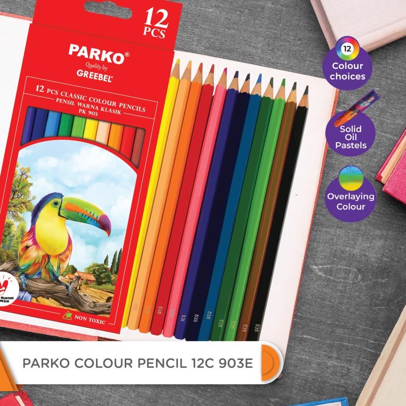 

Stock baru PARKO Pensil Warna anak PENCIL 12C 903E (ISI 12) / Colouring Coloring Pencils Cerah tdk berdebu aman non toxic