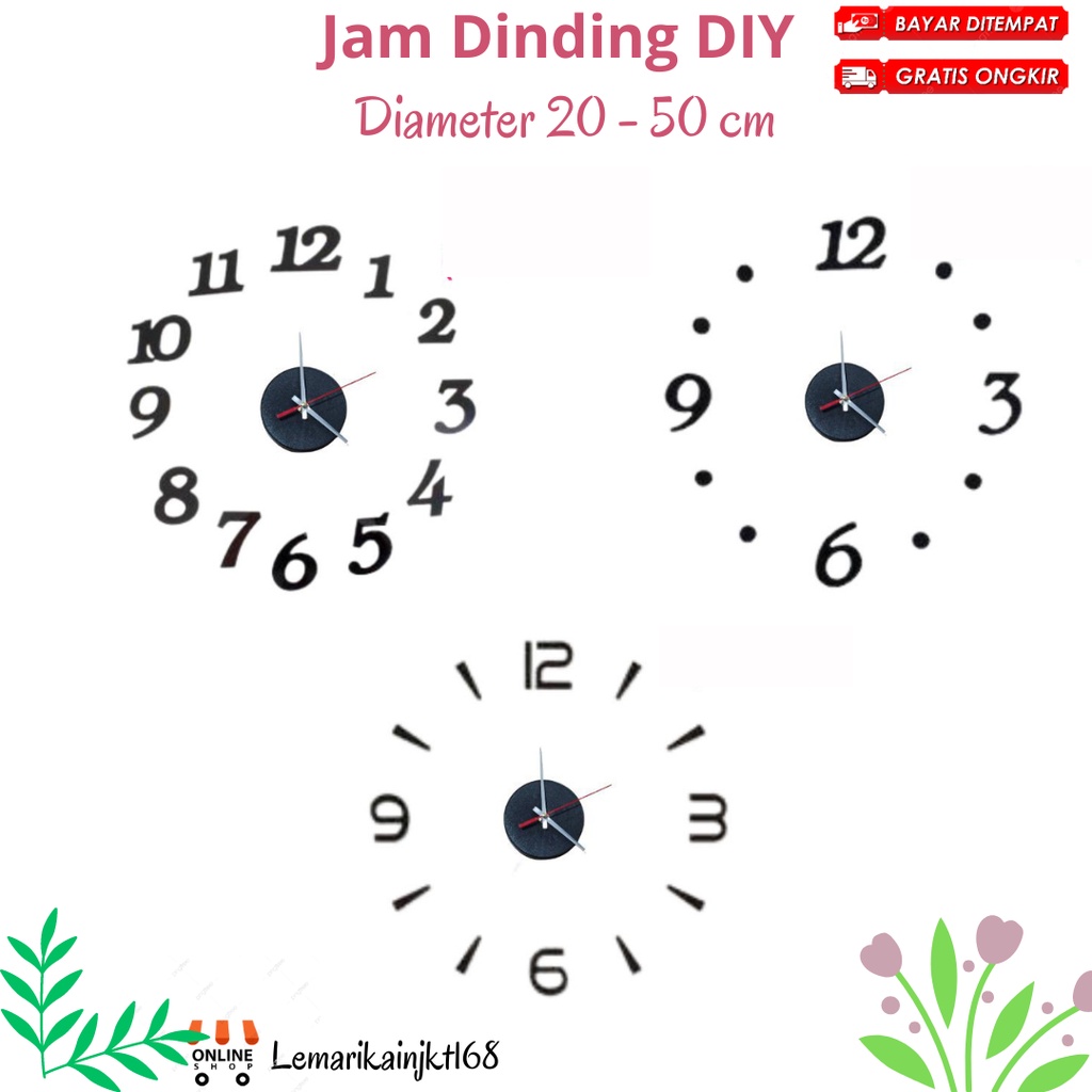 SHENAR COD Jam dinding tempel DIY Mini analog 3D |Jam DIY Kecil |Jam dinding aesthetic|jam dinding kamar tidur jam dinding mini adjustable