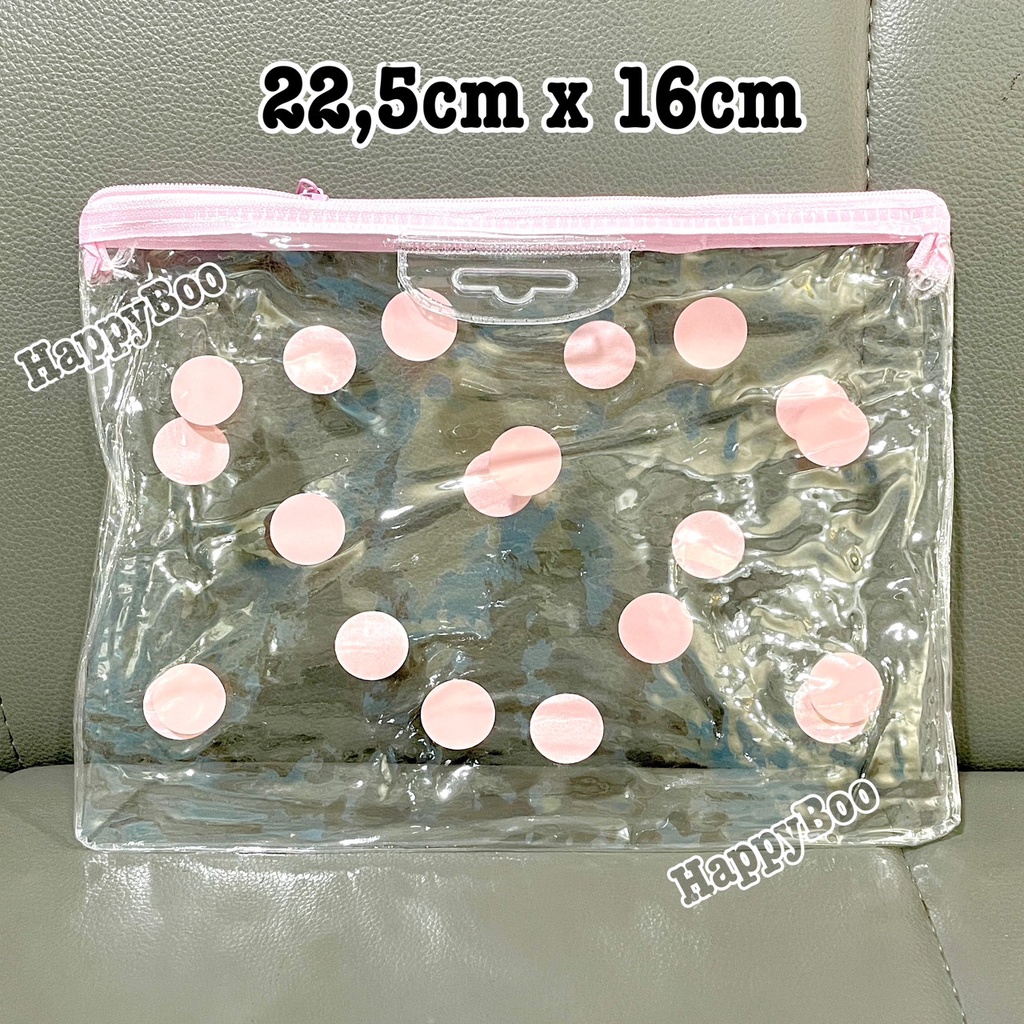 Dompet Kosmetik mika Polcadot PLC 22,5cm x 16cm pouch waterproof mika