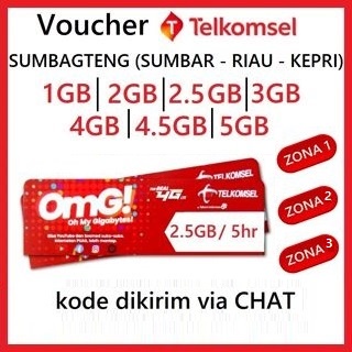 Voucher Telkomsel Zona 1 2 3 Sumbar, Riau dan Kepulauan Riau 1GB 2GB 3GB 4GB 5GB Perhari