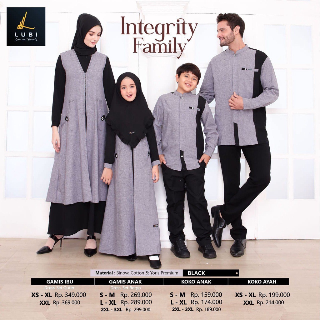 Sarimbit Luby Family Integrity Black Gamis Hitam