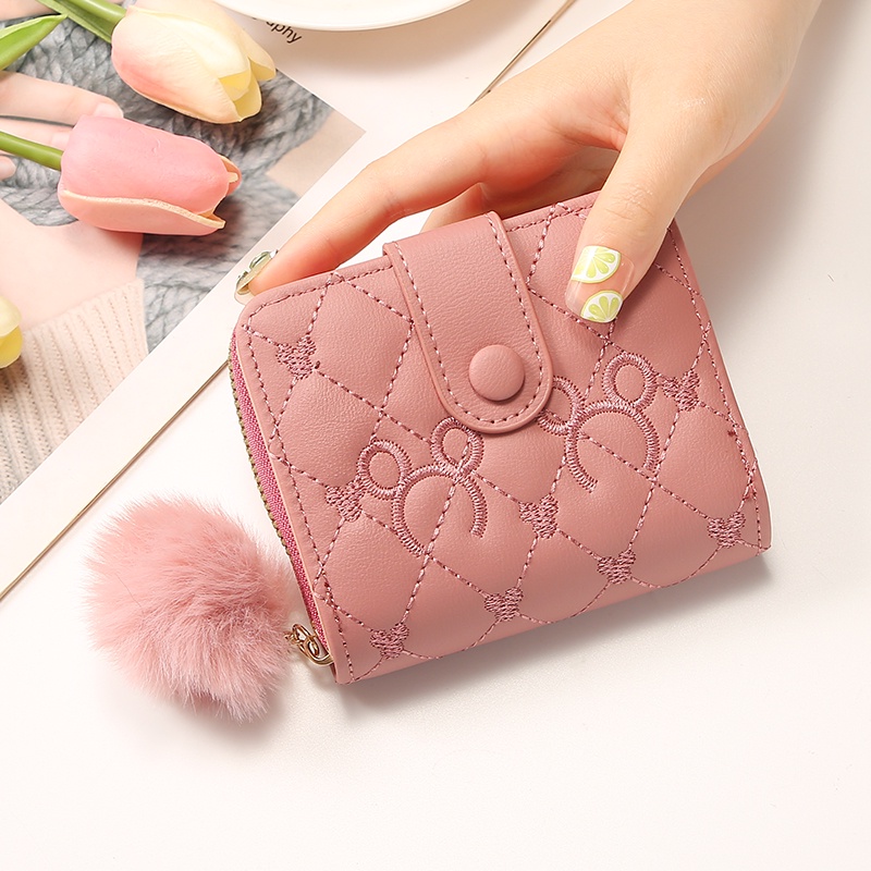 2023 Dompet Wanita Kecil Bersulam Mickey Mouse Baru Dompet Mini Elegan Berwarna Solid Untuk Wanita Dompet Wanita Impor Fashion Dompet Ritsleting Lipat Murah (SC-10)