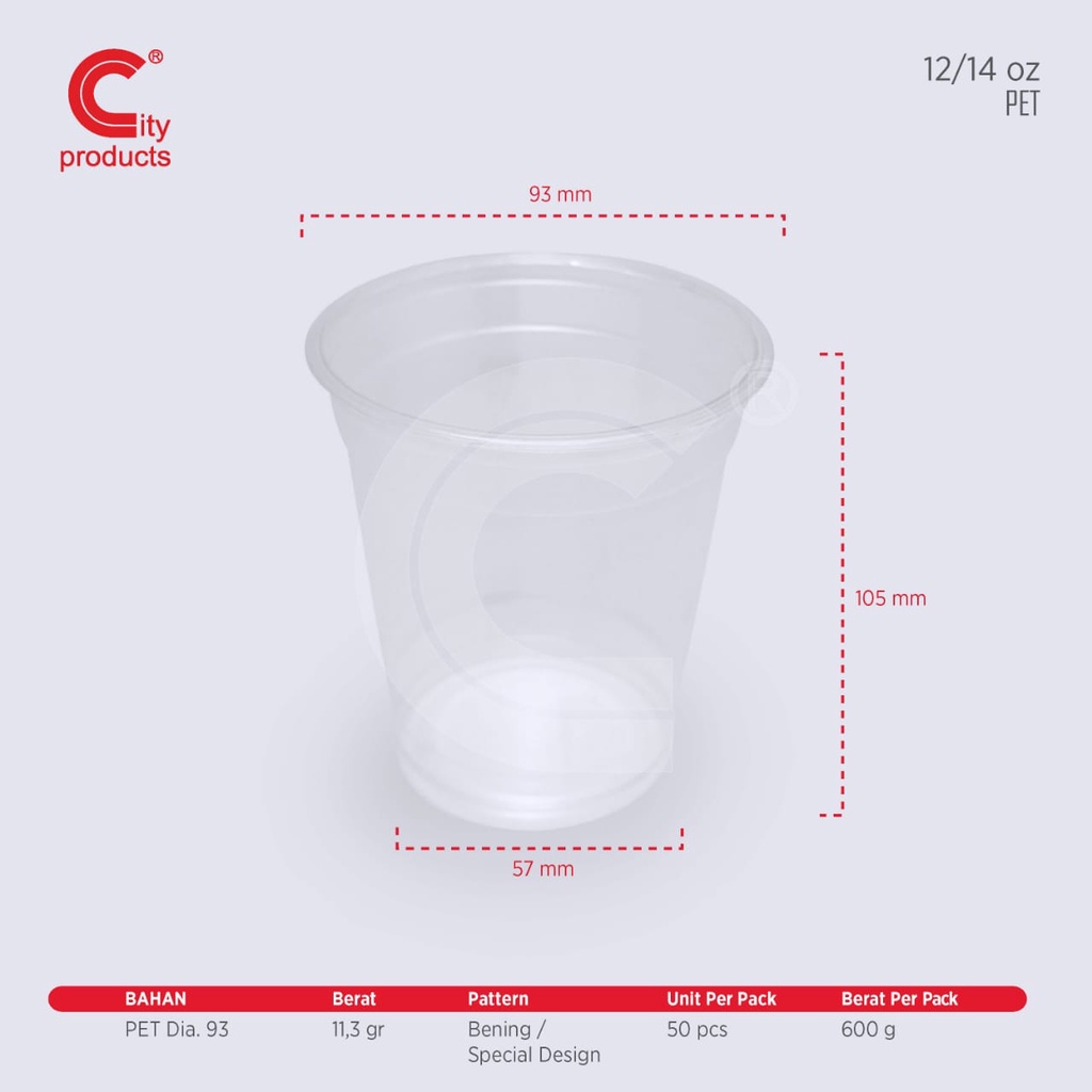 Cup Plastik PET 14 Oz Bening