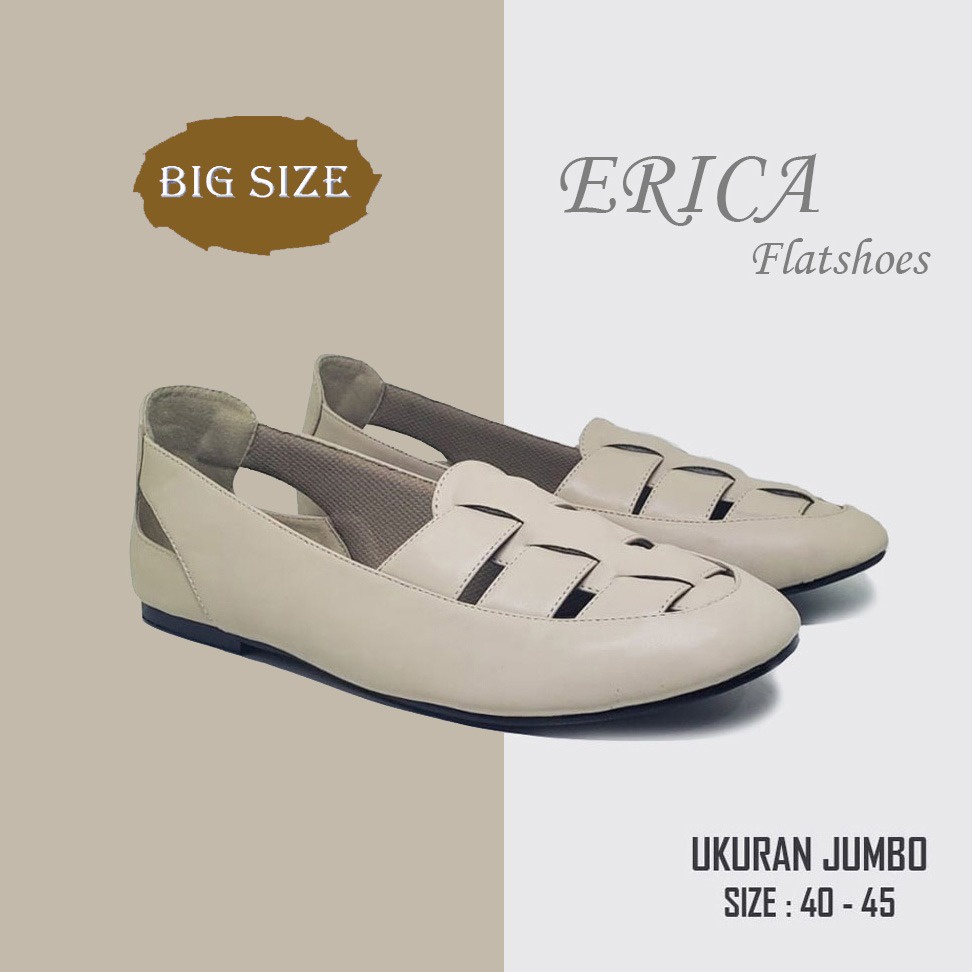 ERICA FLAT SHOES X ZAGIB | Sepatu Wanita Cream Big Size Ballerina Casual Ukuran Besar 40-45