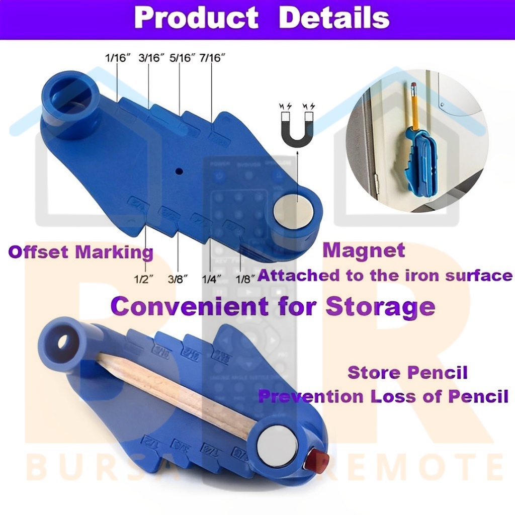 Penggaris Marking Center Finder Penanda Garis Tengah Presisi Measuring Line Ruler Woodworking Tool