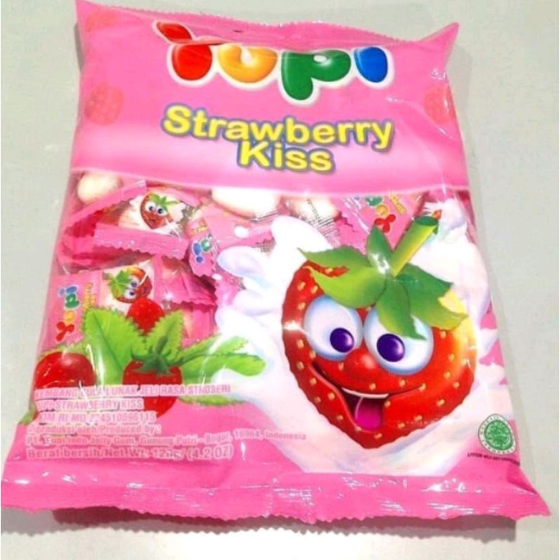 Yupi Gummy Strawberry Kiss Zak 120 Gr Gummi Gumi Love