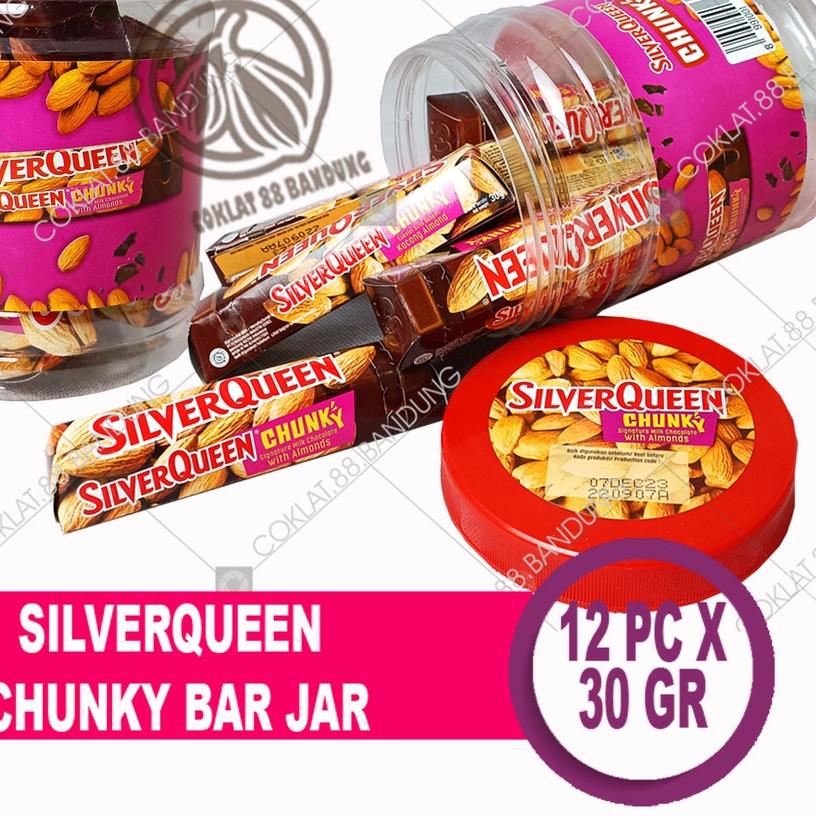 

✰ SilverQueen Chunky Bar Toples Isi 12 pcs X 30 gr Coklat - Cokelat SIlver Queen ChunkyBar Jar 30 gram X 12 Batang Milk Chocolate Cashew Almond BOX ♜