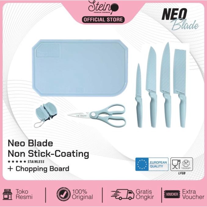 ~@~@~@~@] Pisau Steincookware Neo Blade Pisau Set Stein Blue Knives Set Biru Neo