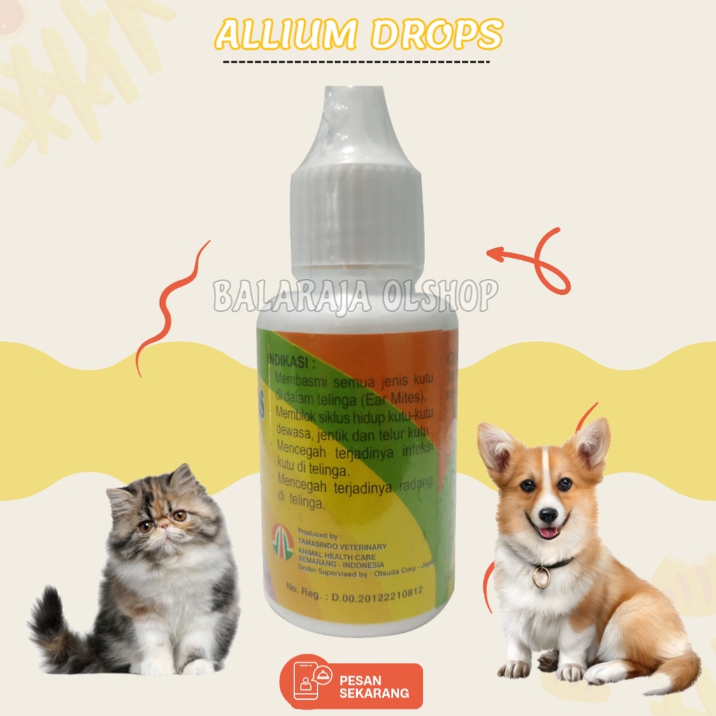 Allium Drops Obat Kutu Telinga Kucing Anjing Ear Mites Dog Cat 30ml