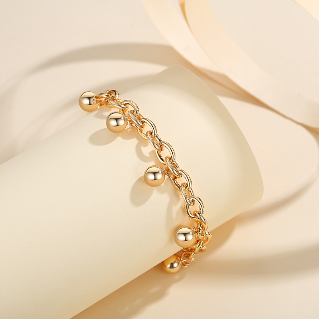 Y970 [COD✔]Gelang Rantai Titanium Liontin Bola Keberuntungan Anti Karat Mewah Aksesoris