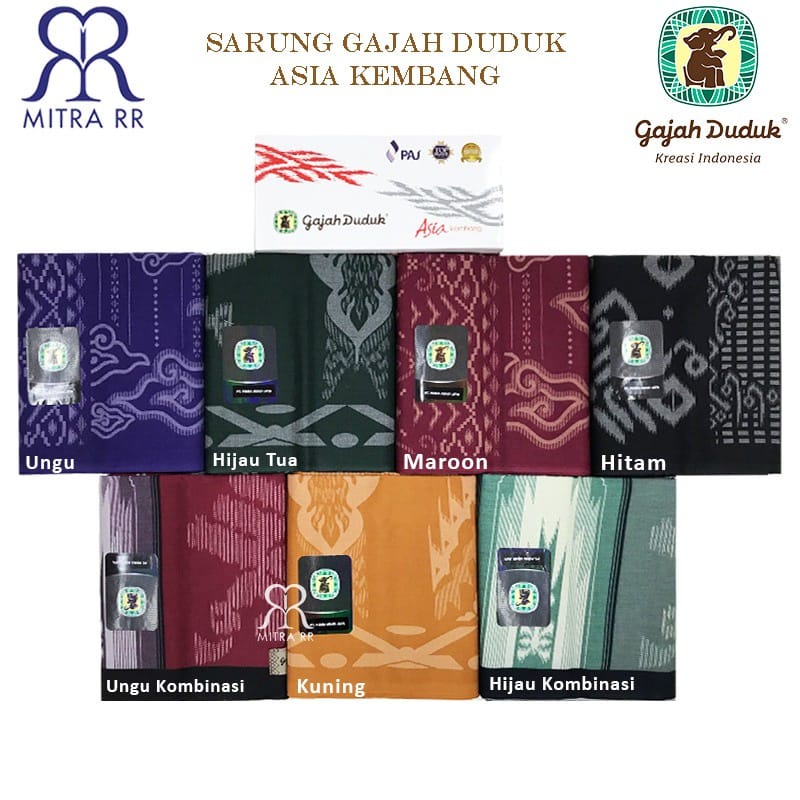 Sarung Gajah Duduk Asia Kembang - Sarung Dewasa Original